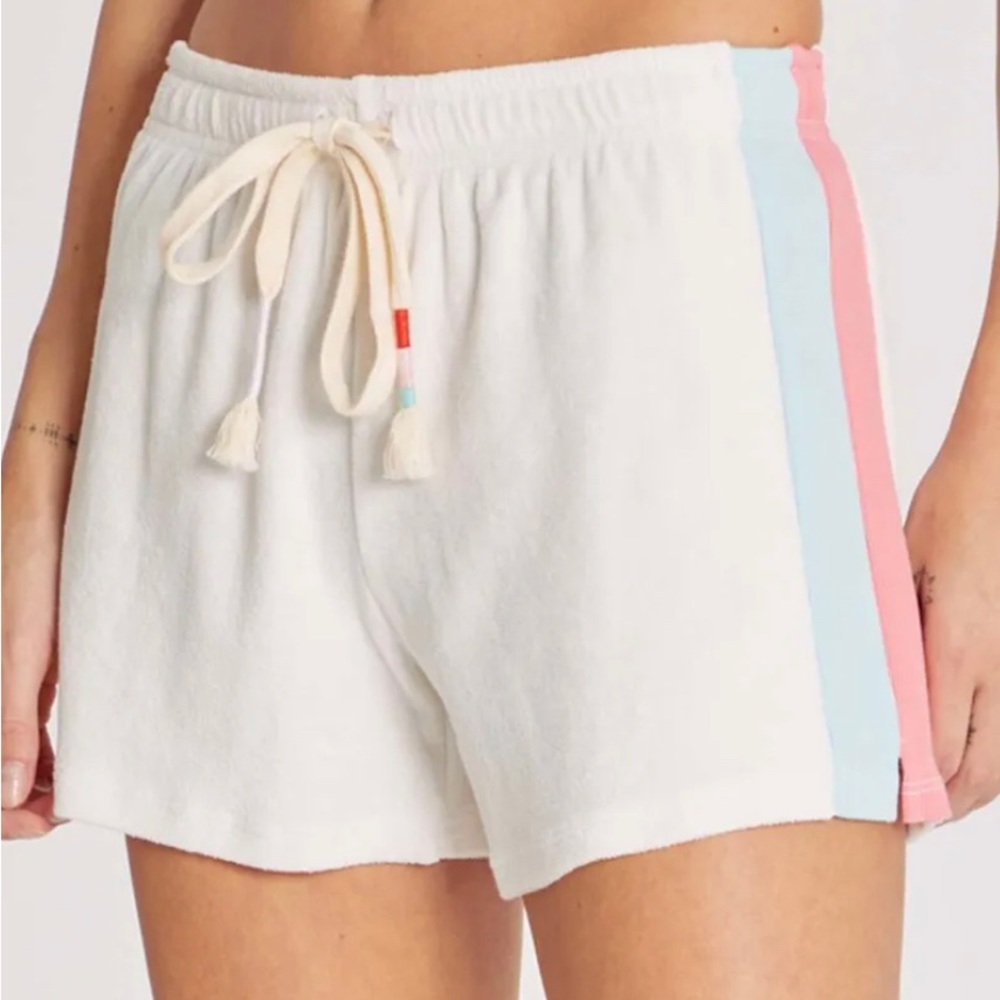 Wildfox Candy Stripe Miami Women’s Shorts Terry Cotton Vanilla Size Medium - Picture 7 of 10